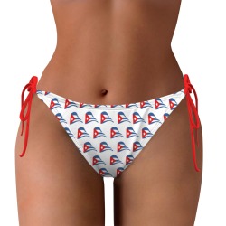 Cuban Flapping Flags Red String Tie Side Bikini Bottom (Model S08)