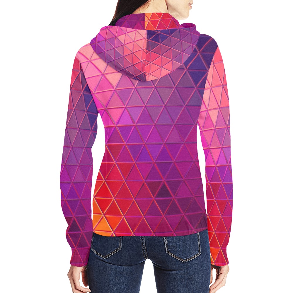 mosaic triangle 5 All Over Print Full Zip Hoodie for Women (Model H14)