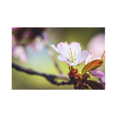 Pleasant sakura cherry flowers on a sunny day. Polyester Peach Skin Wall Tapestry 90"x 60"