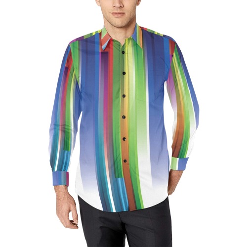 Faded Stripes Men's All Over Print Casual Dress Shirt (Model T61)
