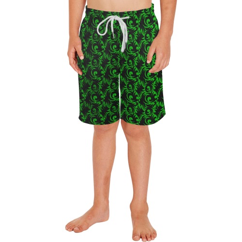 green swirl Boys' Casual Beach Shorts (Model L52)
