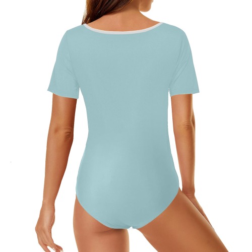 color powder blue Women's Short Sleeve Bodysuit