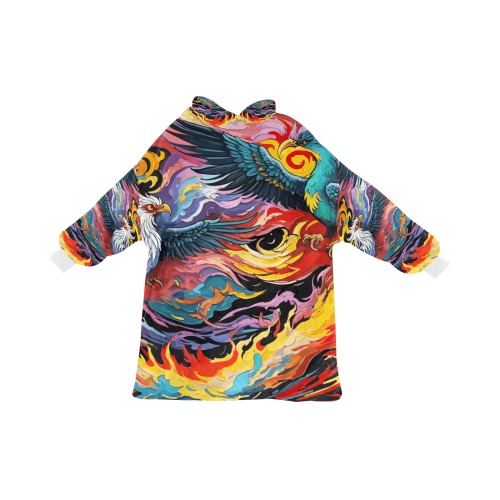 Fantastic phoenix birds and fire colorful art. Blanket Hoodie for Men
