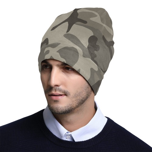 Camo Grey All Over Print Beanie for Adults