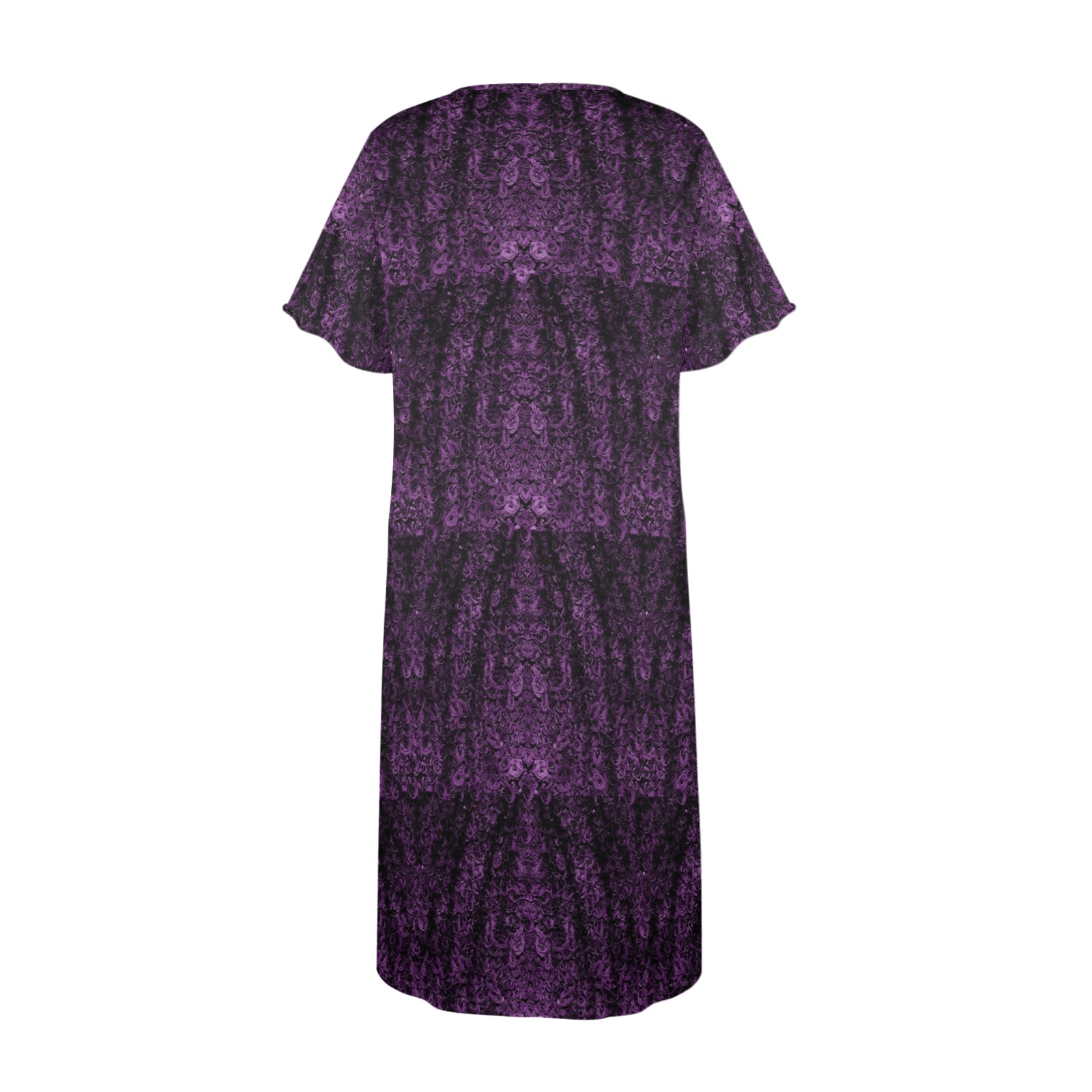 dark purple roses Women's Button Front House Dress