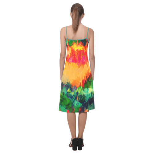 Colorful Painting Bushes Strokes Alcestis Slip Dress (Model D05)