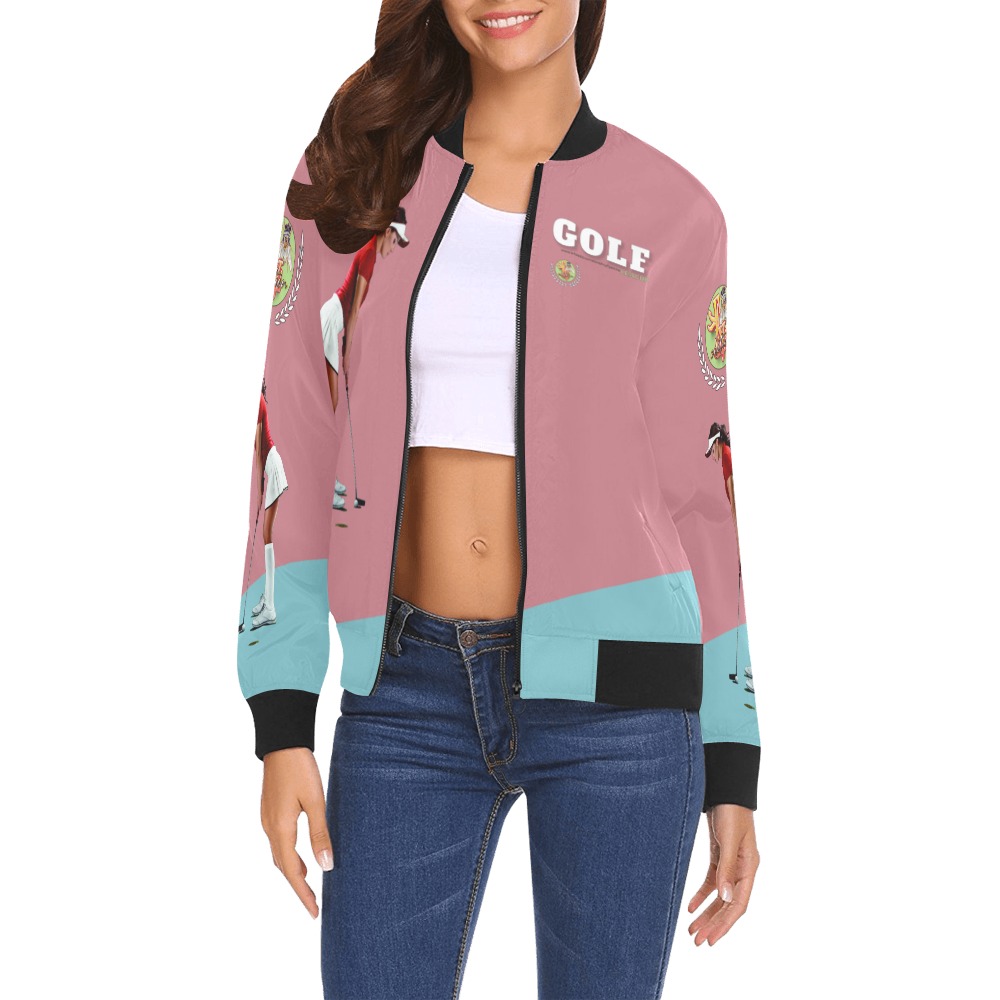 Golf League Collectable Fly All Over Print Bomber Jacket for Women (Model H19)