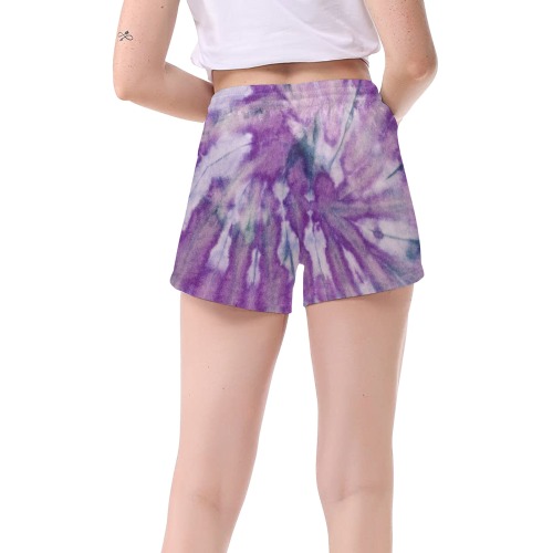Purple Tie Dye Women's Mid-Length Board Shorts (Model L55)