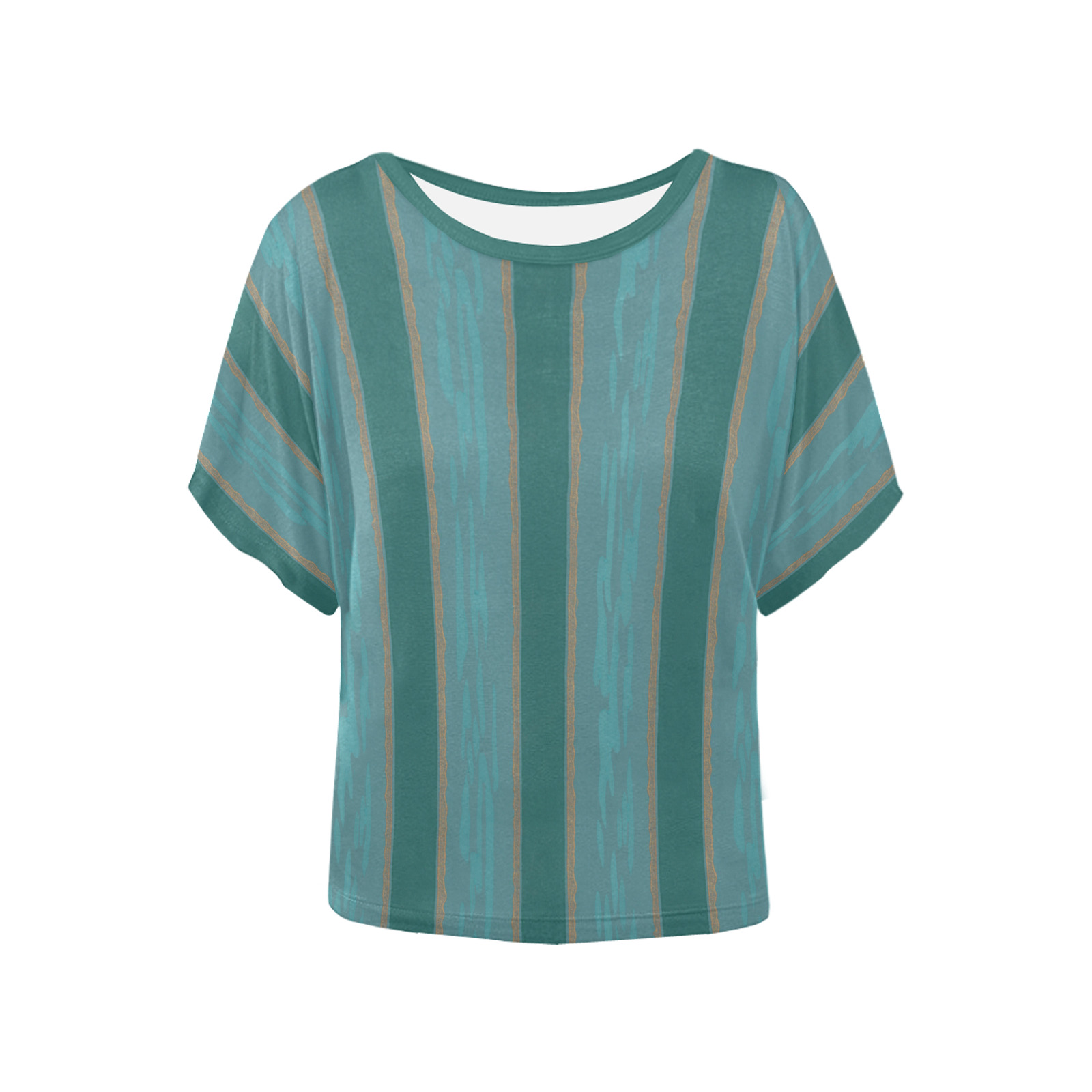 Aquamarine stripes Women's Batwing-Sleeved Blouse T shirt (Model T44)