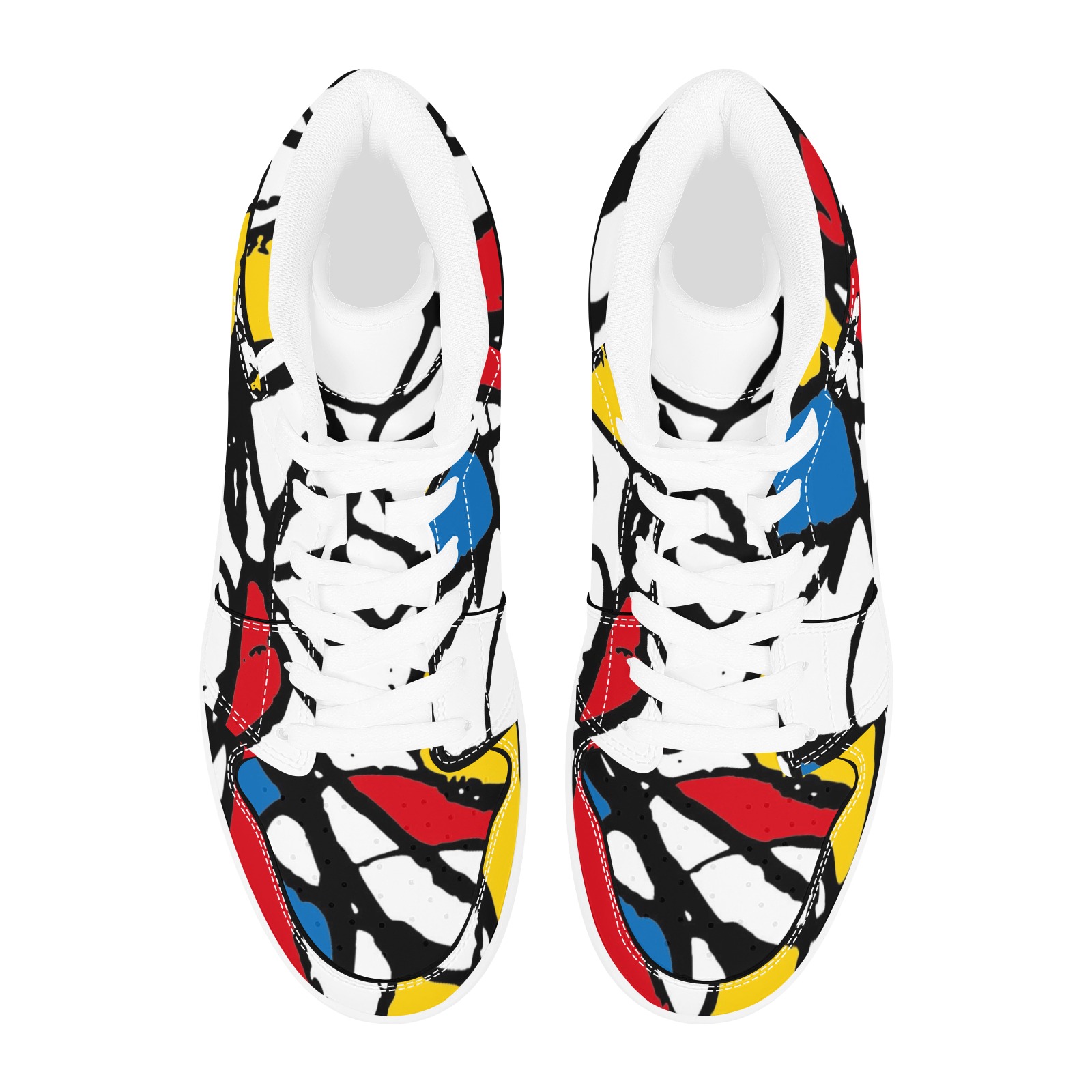 Mondrian Doodle Scribble Men's High Top Sneakers (Model 20042)