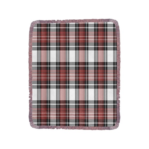 Red Black Plaid Ultra-Soft Fringe Blanket 50"x60" (Mixed Pink)