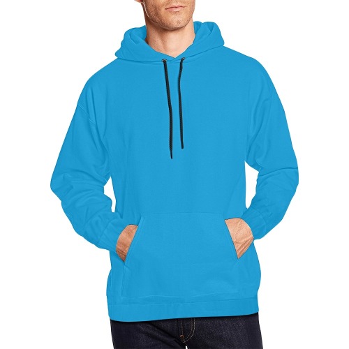 Blue Turquoise All Over Print Hoodie for Men (USA Size) (Model H13)