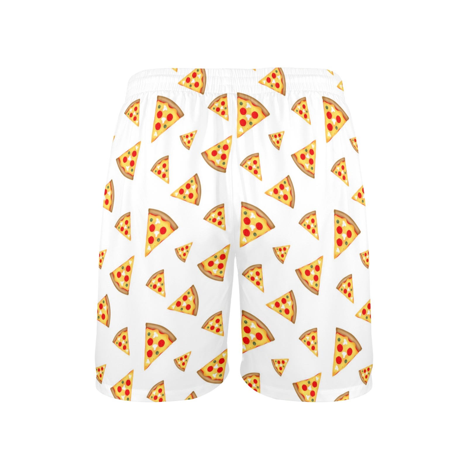 Cool and fun pizza slices pattern on white Men's All Over Print Elastic Beach Shorts (Model L20-2)
