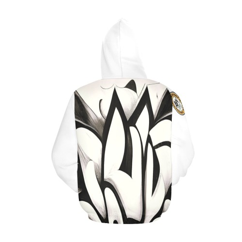 Black and White Graffiti style All Over Print Hoodie for Men (USA Size) (Model H13)