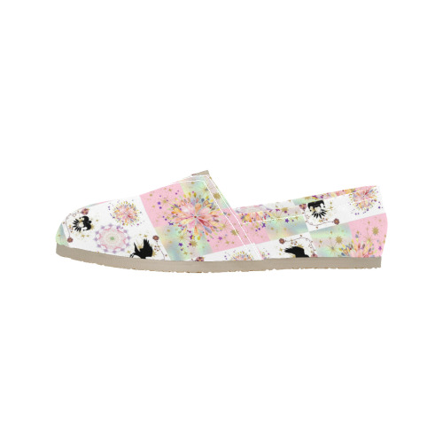 Secret Garden With Harlequin and Crow Patch Artwork Women's Classic Canvas Slip-On (Model 1206)
