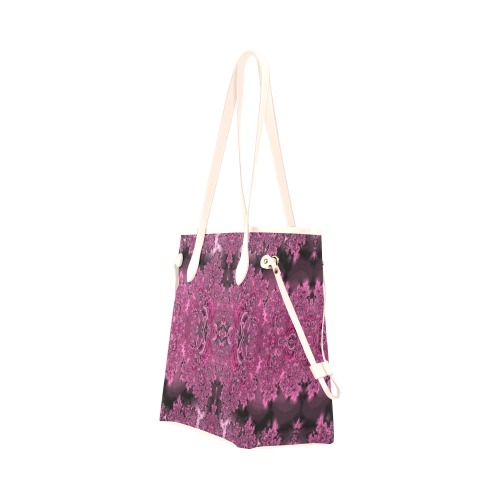 Pink Azalea Bushes Frost Fractal Clover Canvas Tote Bag (Model 1661)