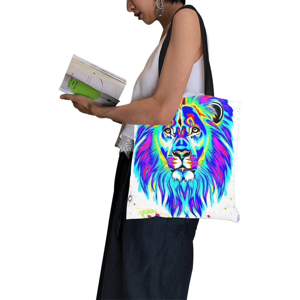 The Lion Blue Rainbow All Over Print Canvas Tote Bag/Small (Model 1697)
