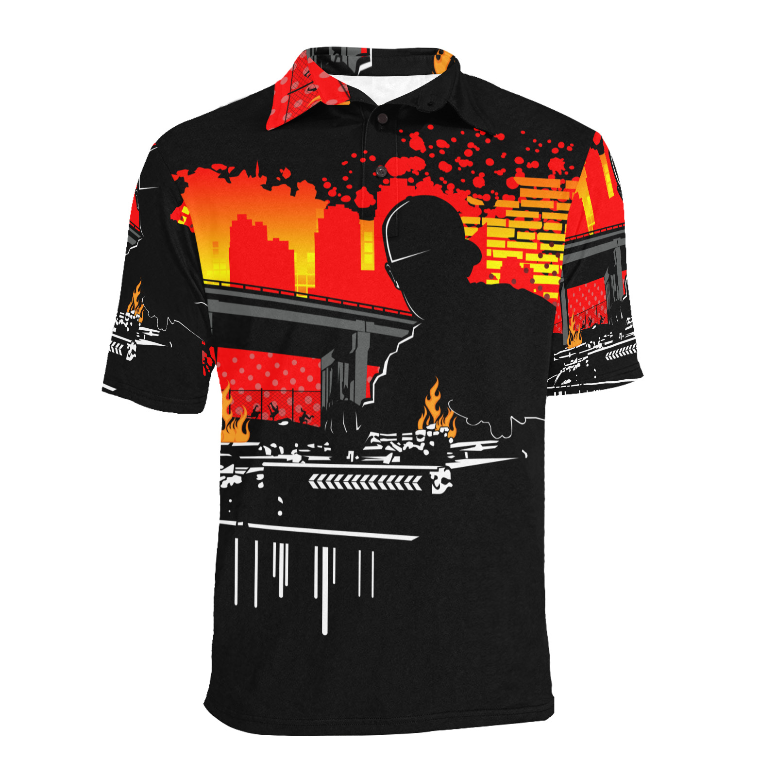 Scratching Hits Men's All Over Print Polo Shirt (Model T55)