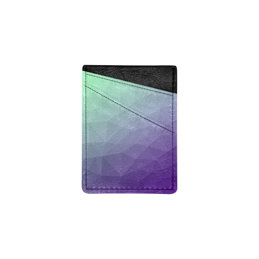 Purple green ombre gradient geometric mesh pattern Cell Phone Card Holder