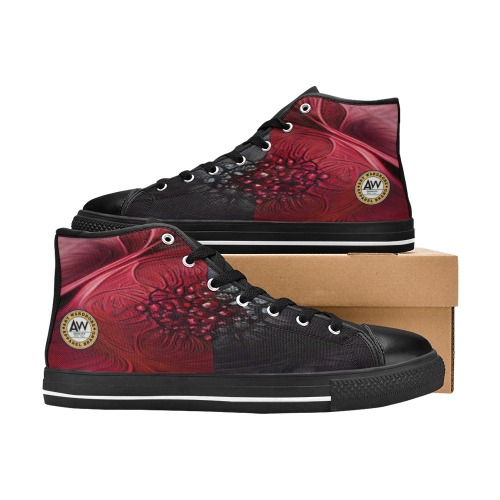 red and black shield Men’s Classic High Top Canvas Shoes (Model 017)