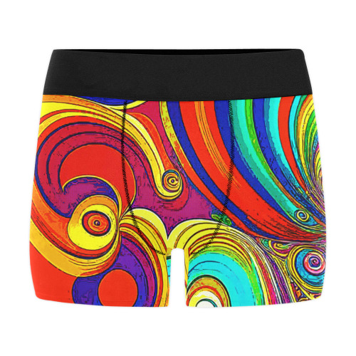 Colorful Groovy Rainbow Swirls Men's Boxer Briefs with Merged Design (Model  L10)