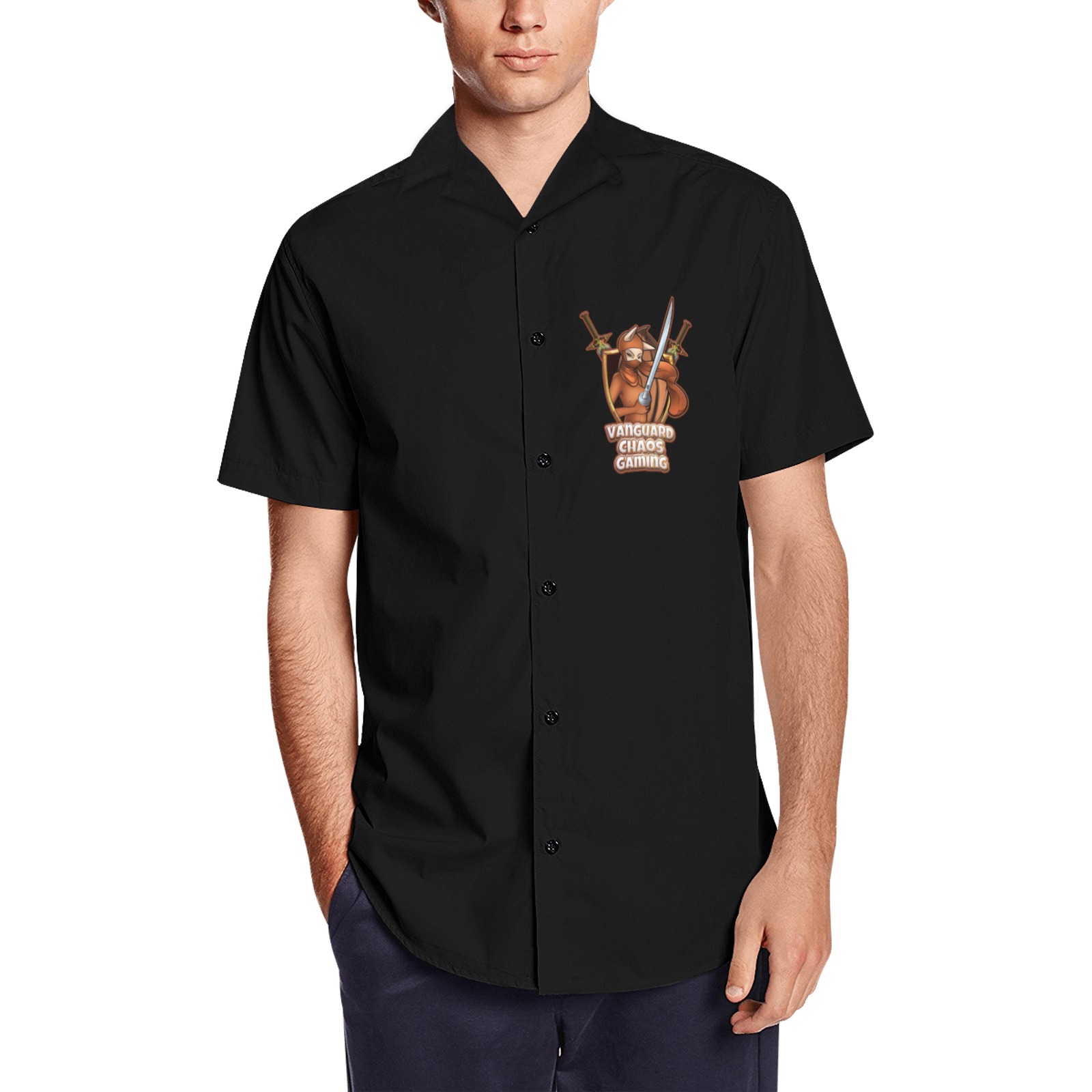 VCG_MascotLogo Men's Short Sleeve Shirt with Lapel Collar (Model T54)
