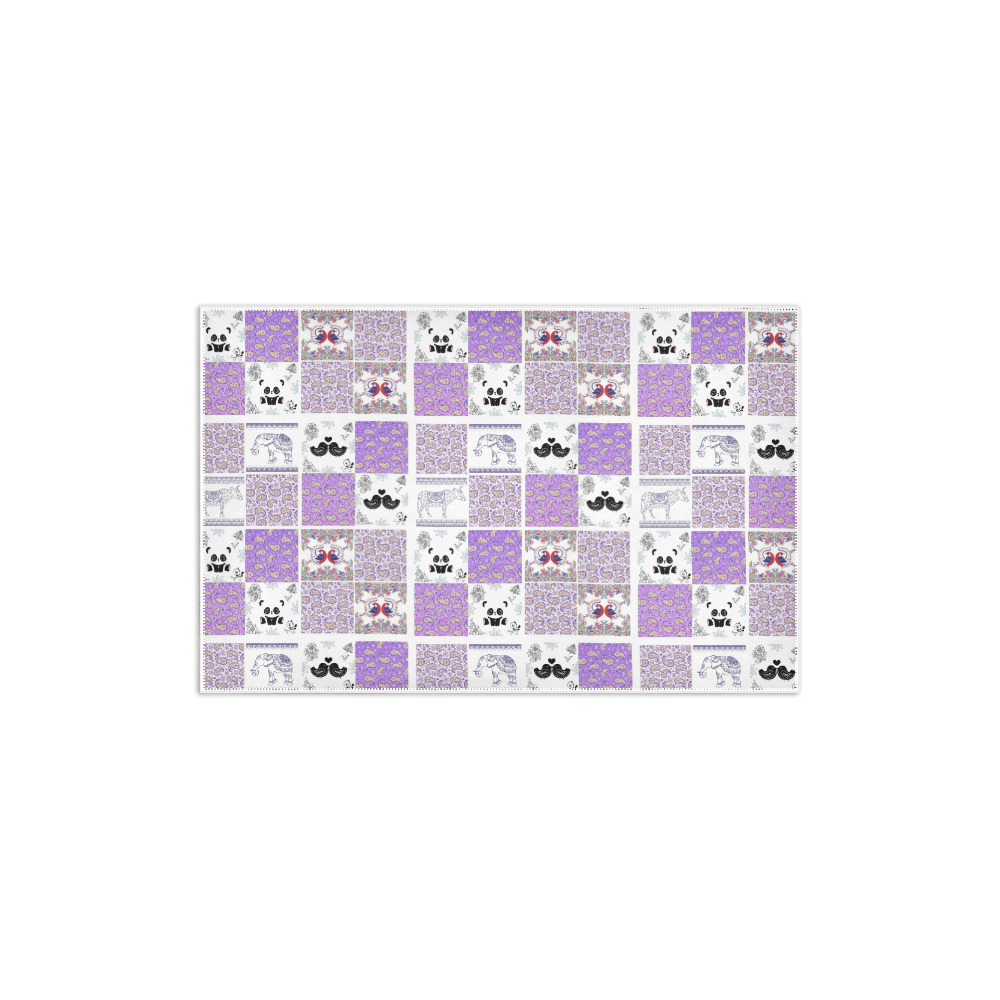 Purple Paisley Birds and Animals Patchwork Design Area Rug 2'7"x 1'8‘’