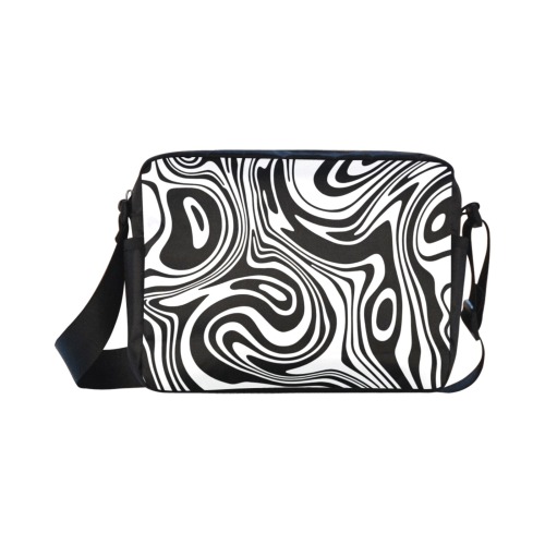 Black and White Marble Classic Cross-body Nylon Bags (Model 1632)