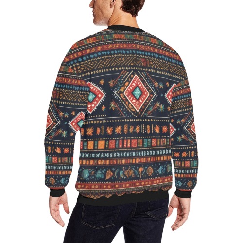 Charming geometrical African tribal pattern. Men's Oversized Fleece Crew Sweatshirt (Model H18)