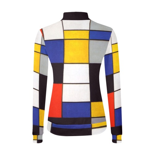 Composition A by Piet Mondrian Women's All Over Print Mock Neck Sweatshirt (Model H43)