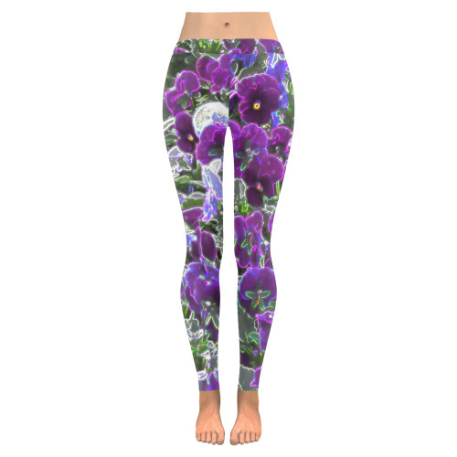 Field Of Purple Flowers 8420 Women's Low Rise Leggings (Invisible Stitch) (Model L05)