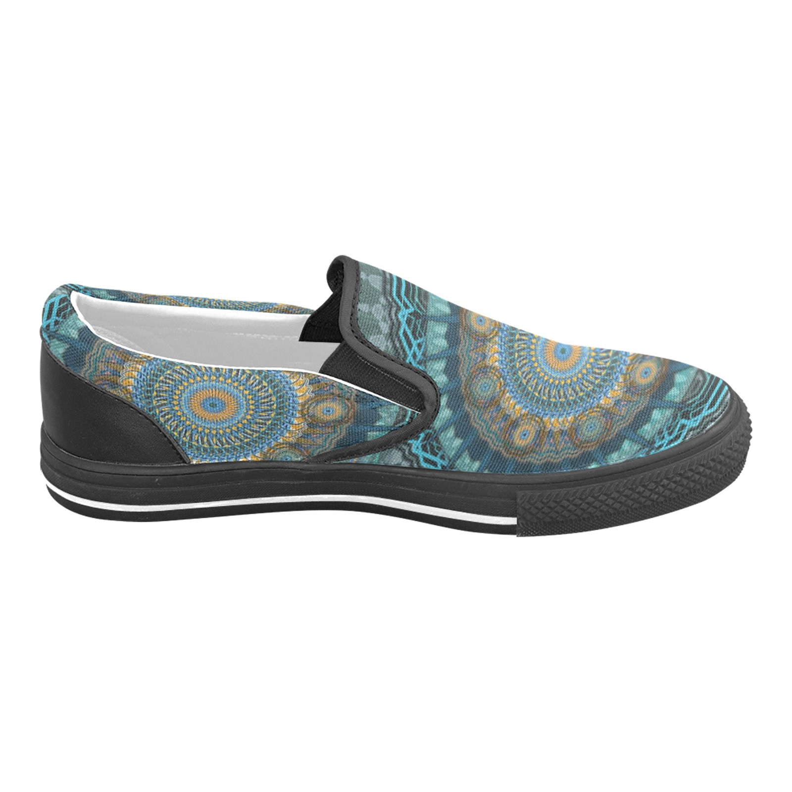 The Persian's gyrate psychedelic eyes' mandala Men's Slip-on Canvas Shoes (Model 019)