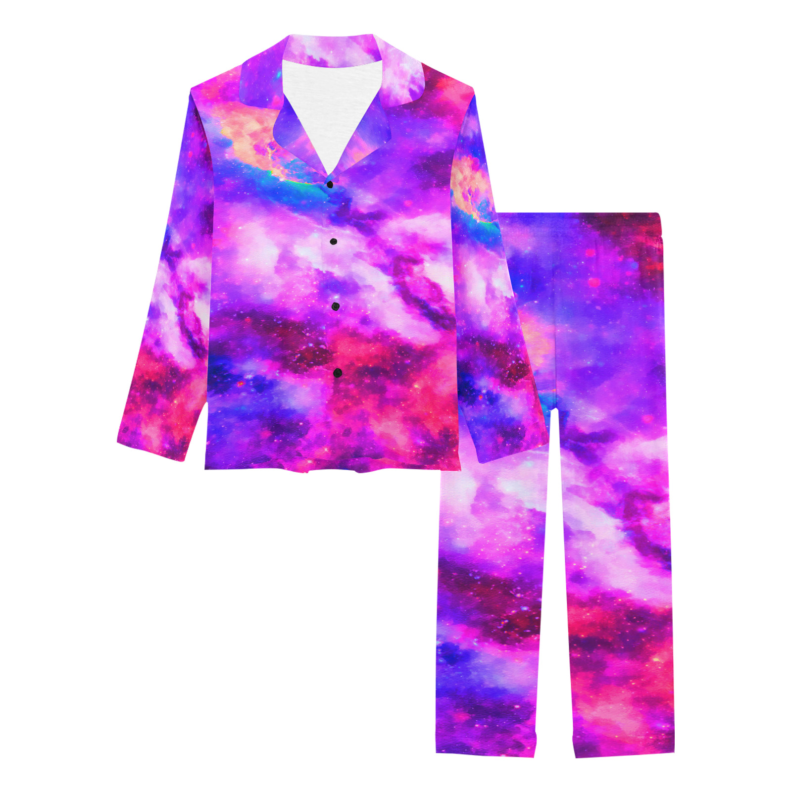 Watercolor Mystical fantasy deep galaxy space - Interstellar cosmic dust Women's Long Pajama Set
