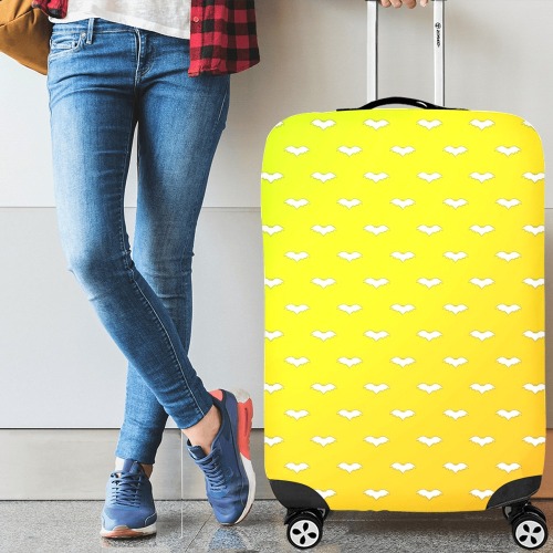White Tiny Bats Yellow Luggage Cover/Large 26"-28"