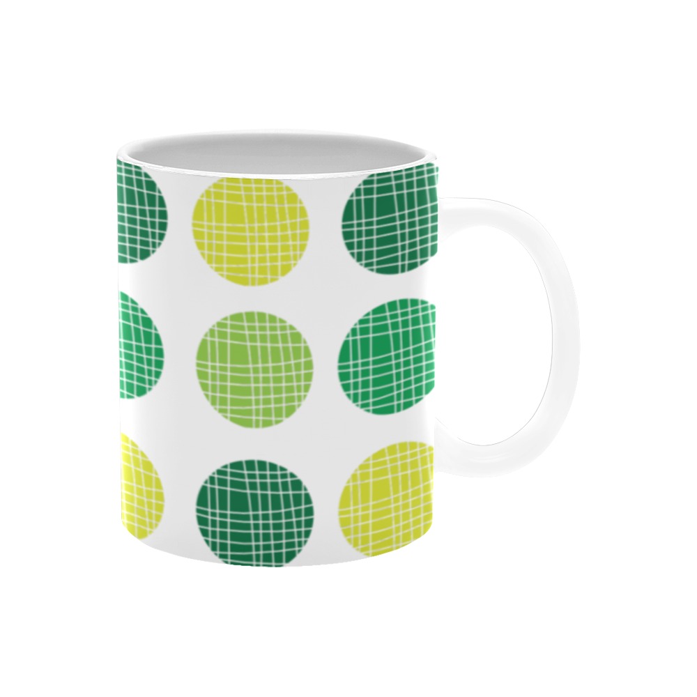 Abstract green circles pattern White Mug(11OZ)