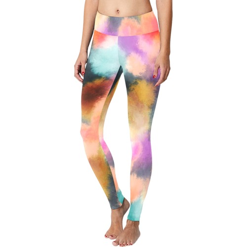 Abstract saturated splash 2B Women's Big Size Workout Leggings (Model L43)