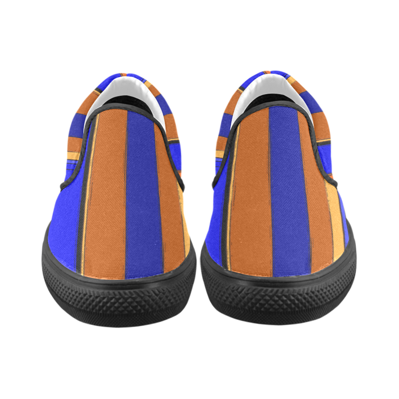 Abstract Blue And Orange 930 Women's Unusual Slip-on Canvas Shoes (Model 019)