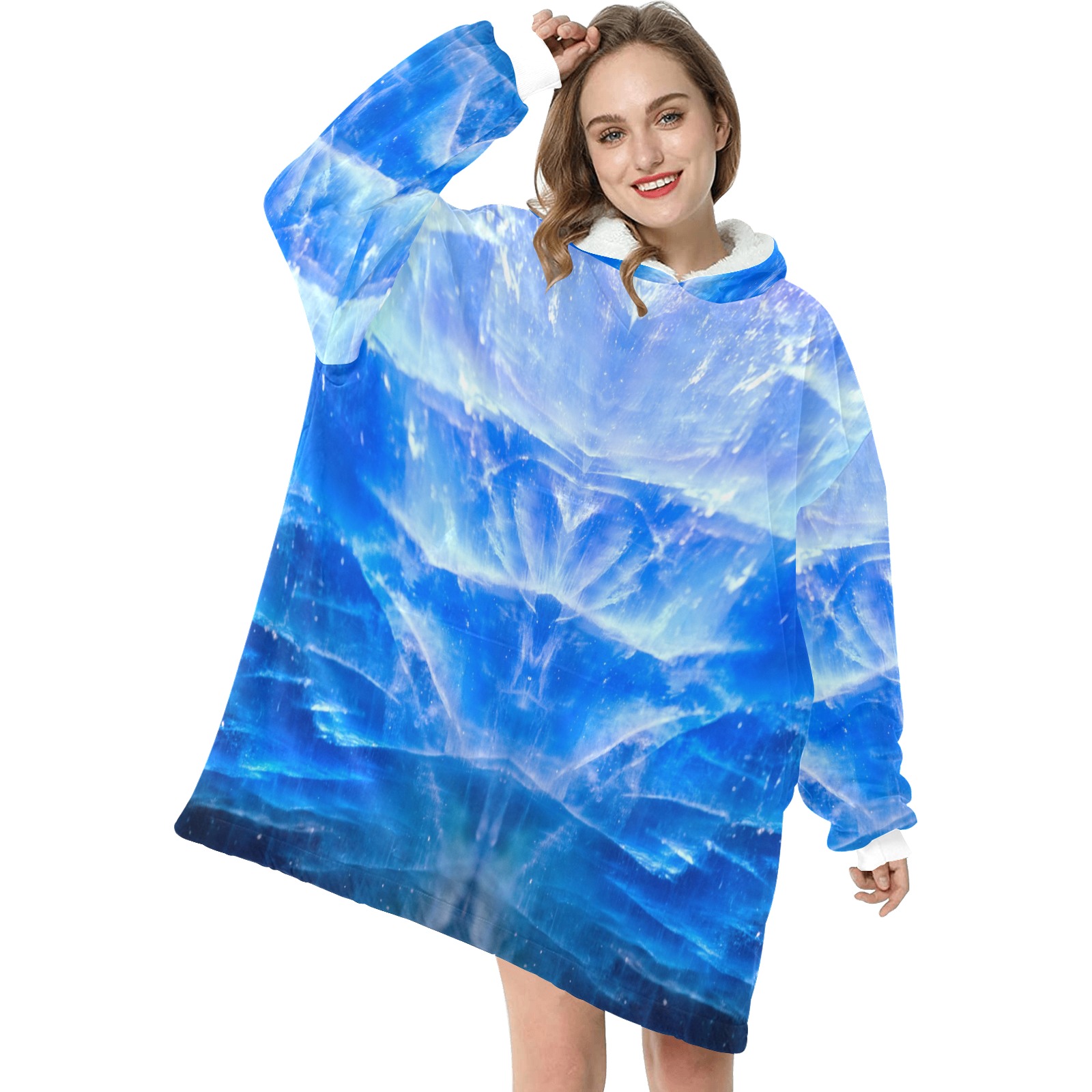 blue apatite medium Blanket Hoodie for Women