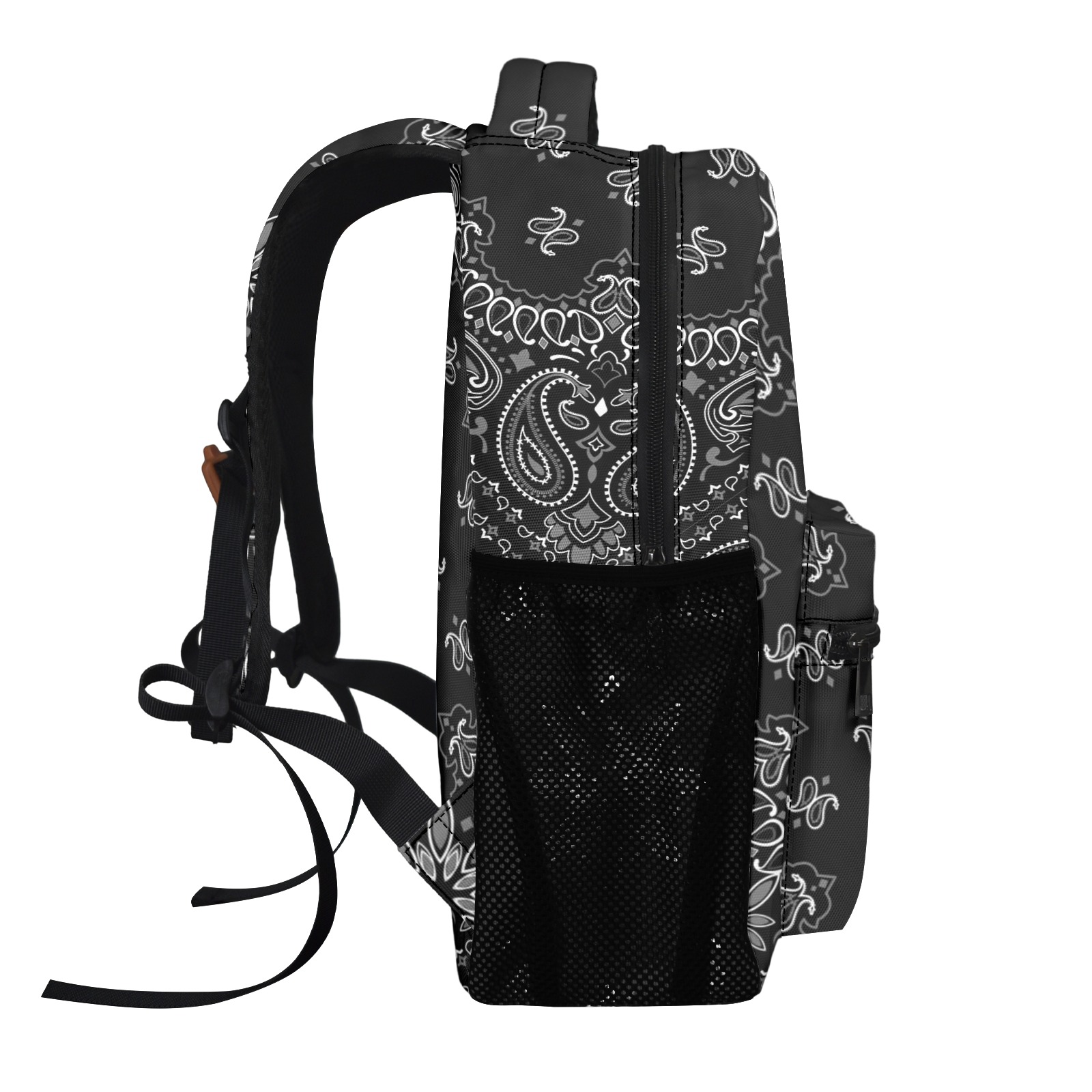 Bandanna Pattern Black White 17-inch All Over Print Casual Backpack