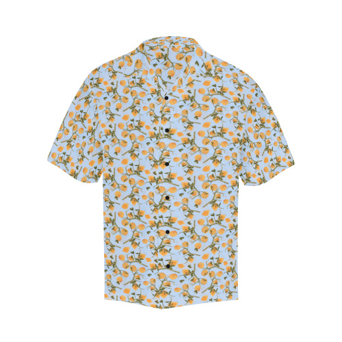 Lemons on blue_ dense pattern Hawaiian Shirt (Model T58)