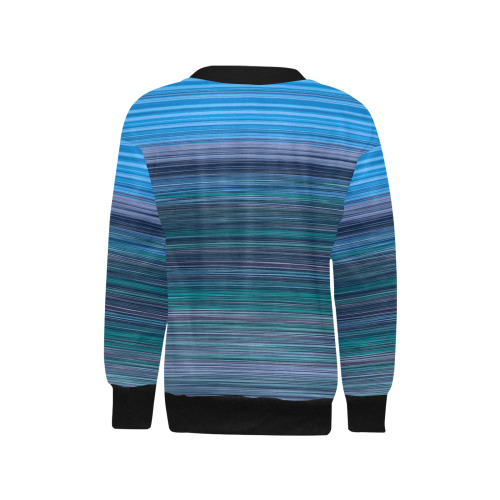Abstract Blue Horizontal Stripes Girls' All Over Print V-Neck Sweater (Model H48)