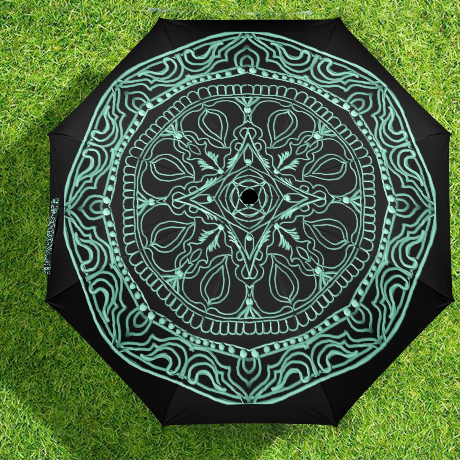 mandala 3D-13 vert Semi-Automatic Foldable Umbrella (Model U12)