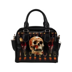 Skull Wine Candles Ritual Shoulder Handbag (Model 1634)