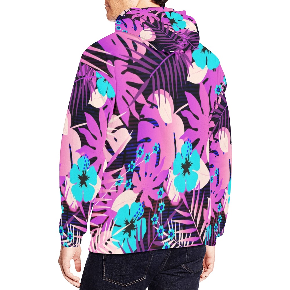 GROOVY FUNK THING FLORAL PURPLE All Over Print Hoodie for Men (USA Size) (Model H13)