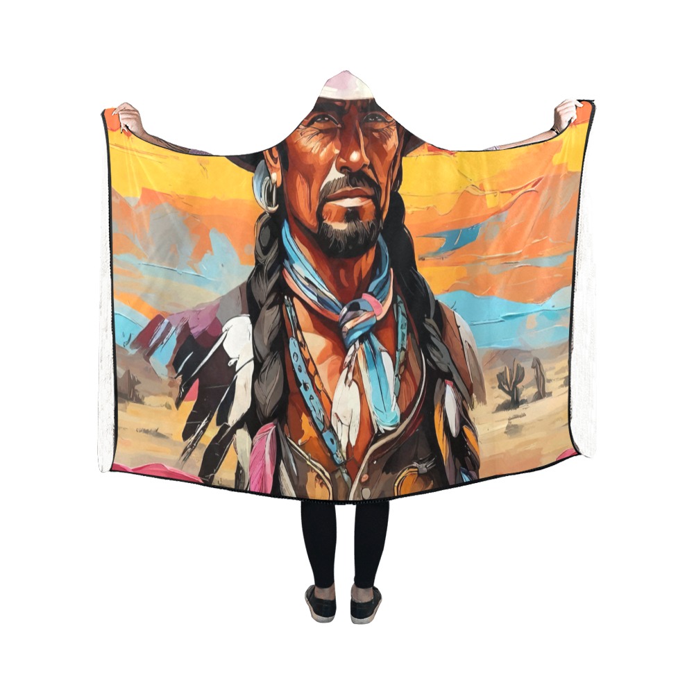 Cool fantasy colorful art of Wild West outlaw. Hooded Blanket 50''x40''