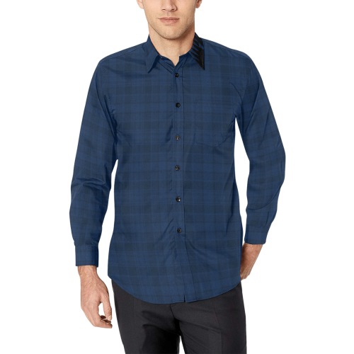 Blue Plaid Men's All Over Print Casual Dress Shirt (Model T61)