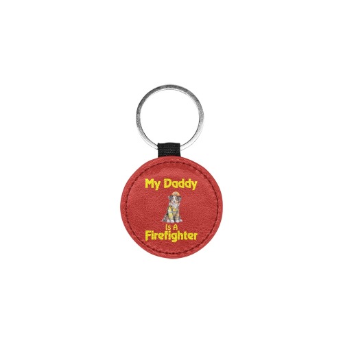 Australian Shepherd My Daddy Is A Firefighter Round Pet ID Tag