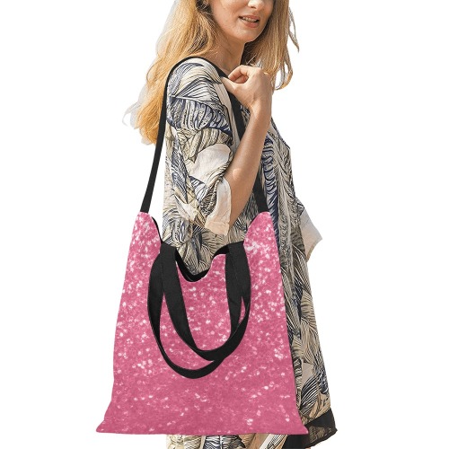 Magenta light pink red faux sparkles glitter All Over Print Canvas Tote Bag/Medium (Model 1698)