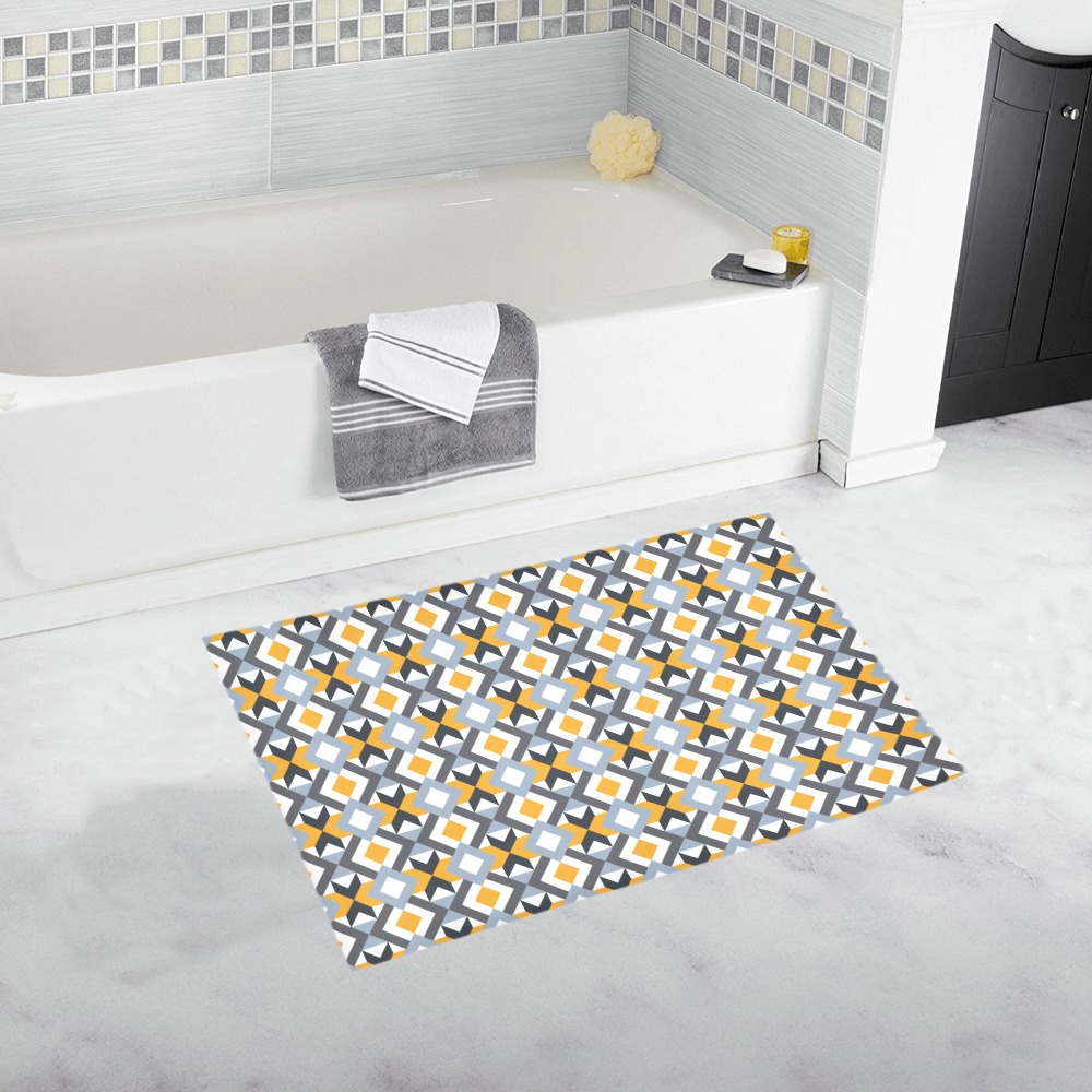 Retro Angles Abstract Geometric Pattern Bath Rug 20''x 32''