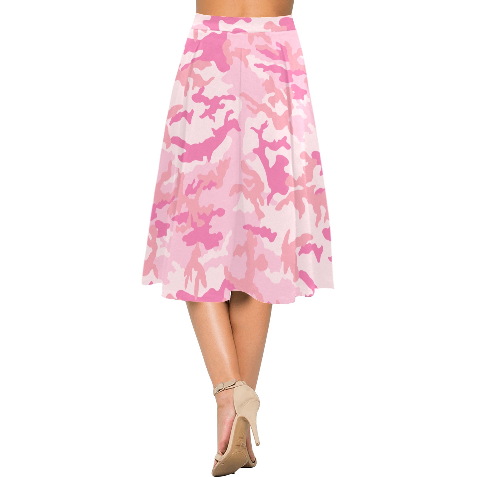 girlie-pink-ERDL Mnemosyne Women's Crepe Skirt (Model D16)